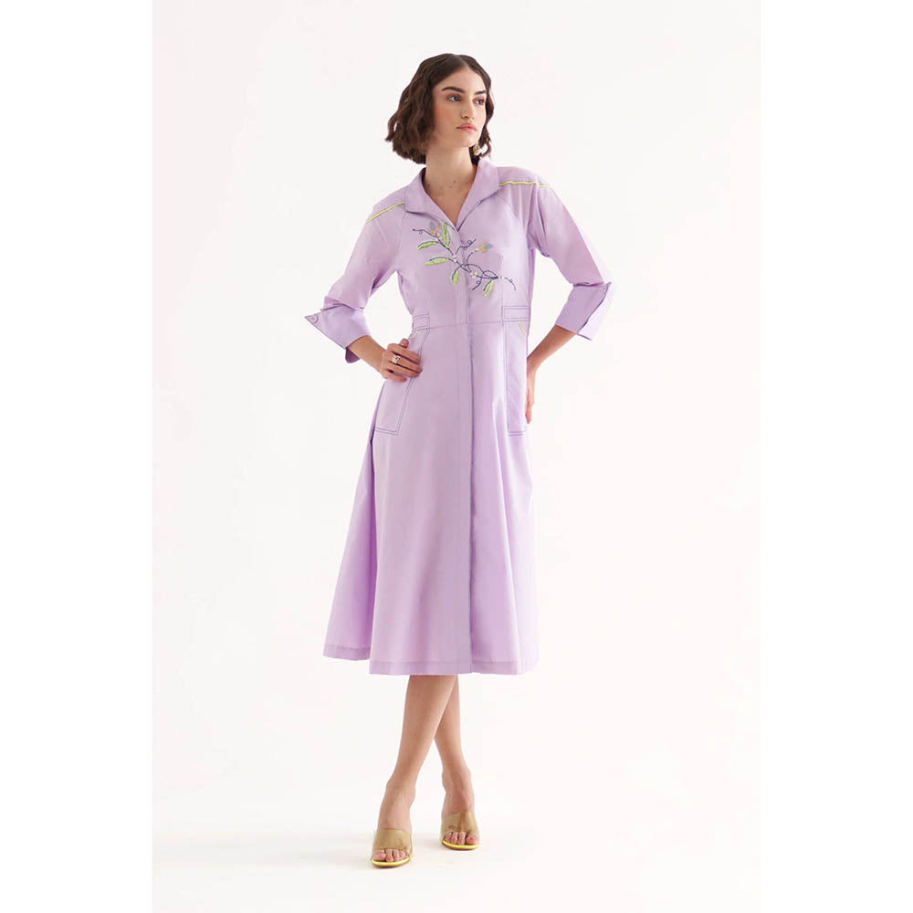 Our Love Cleave Lavender Cotton Midi Dress