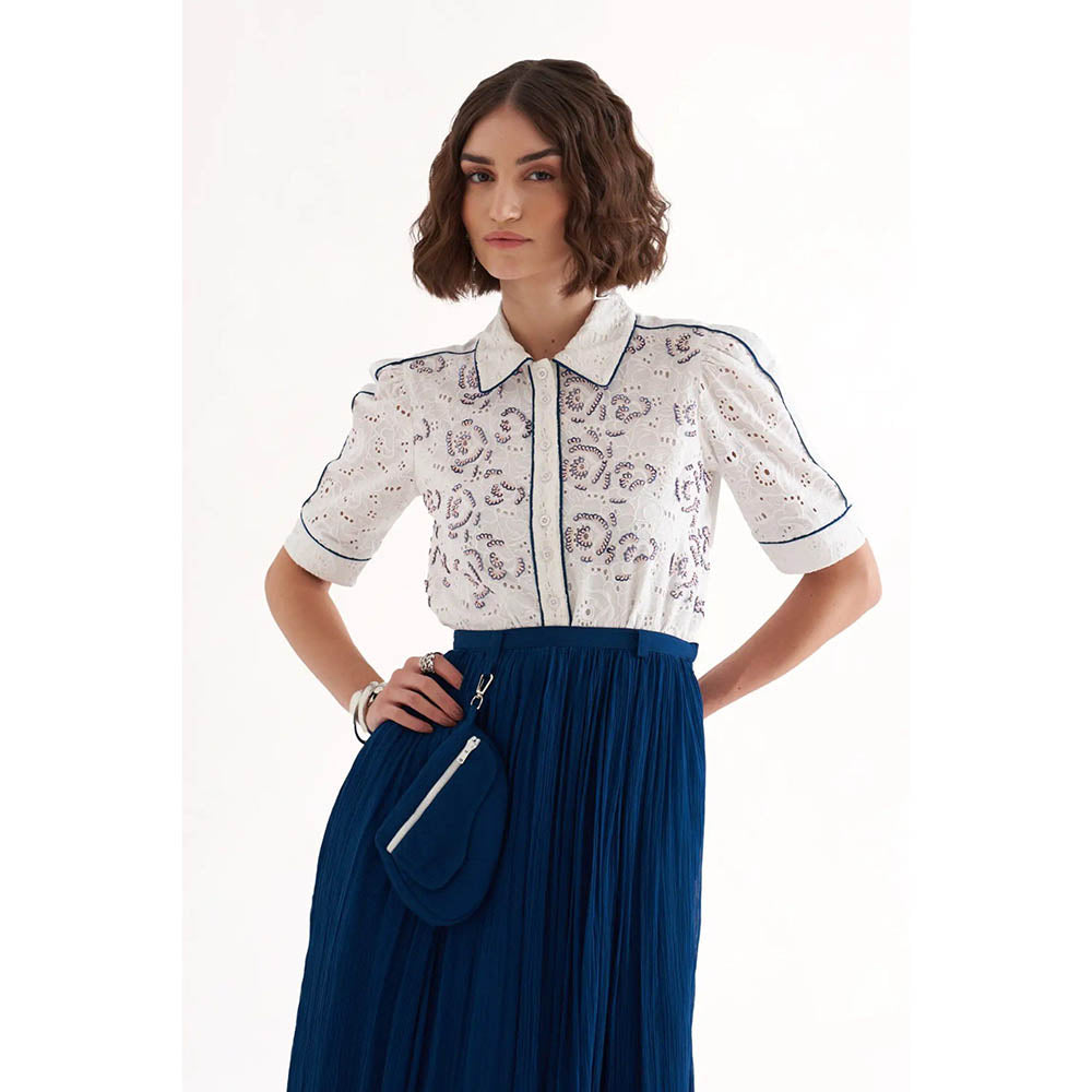 Our Love Bekki White Schiffli Embroidered Shirt