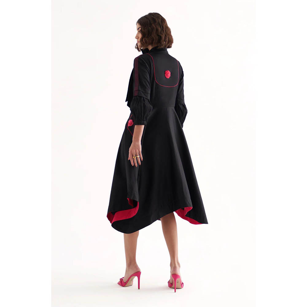 Our Love Cirrus Black Cotton Midi Dress