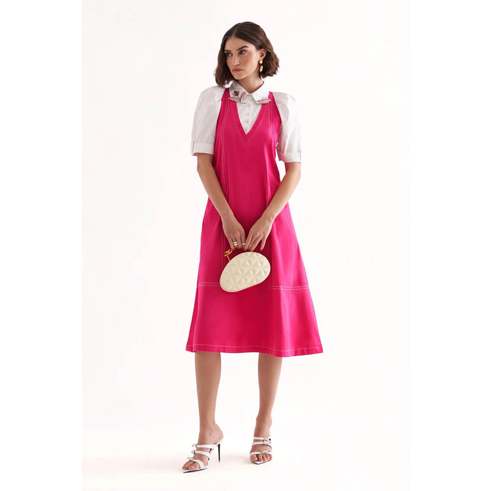 Our Love Barbie Cotton Fuchsia Midi Dress
