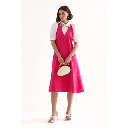 Our Love Barbie Cotton Fuchsia Midi Dress