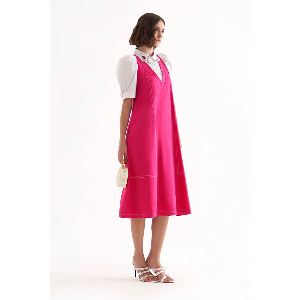 Our Love Barbie Cotton Fuchsia Midi Dress