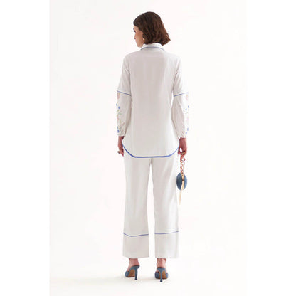 Our Love Shae White Embroidered Shirt & Pant (Set of 2)