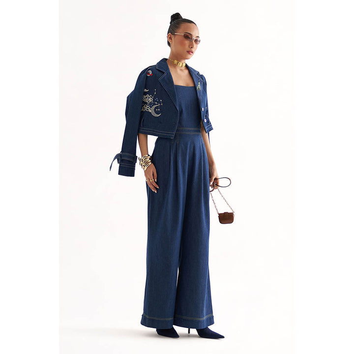 Our Love Navy Blue Galaxy Jumpsuit with Saturn Jacket (Set of 2)