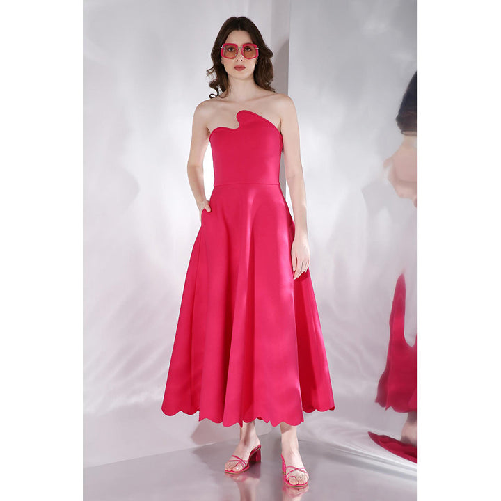 Ozeqo Gladys Pink Solid Strapless Tube Maxi Dress