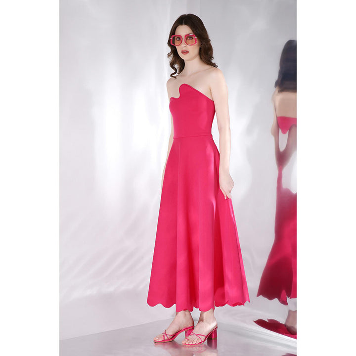 Ozeqo Gladys Pink Solid Strapless Tube Maxi Dress