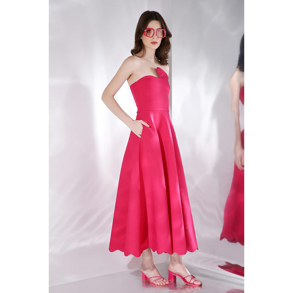 Ozeqo Gladys Pink Solid Strapless Tube Maxi Dress