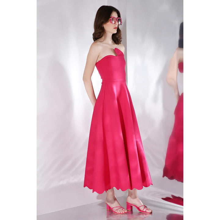 Ozeqo Gladys Pink Solid Strapless Tube Maxi Dress