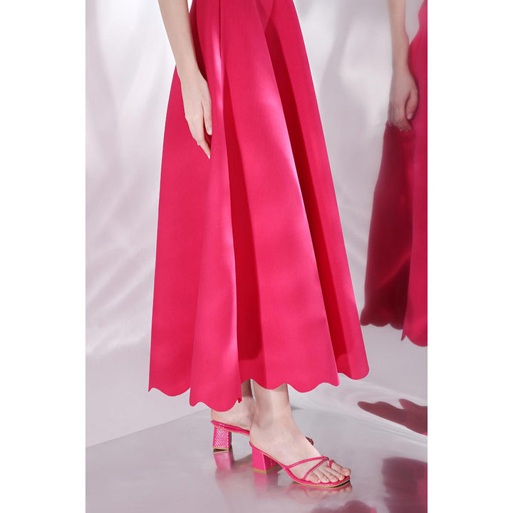 Ozeqo Gladys Pink Solid Strapless Tube Maxi Dress