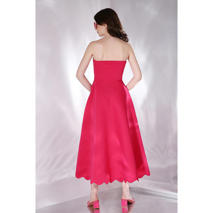 Ozeqo Gladys Pink Solid Strapless Tube Maxi Dress