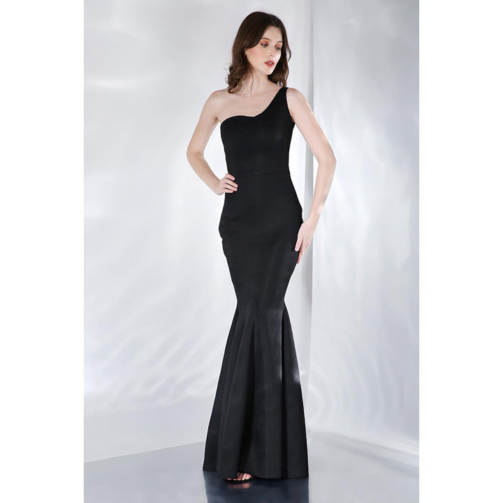 Ozeqo Alizeh Black One Shoulder Evening Gown