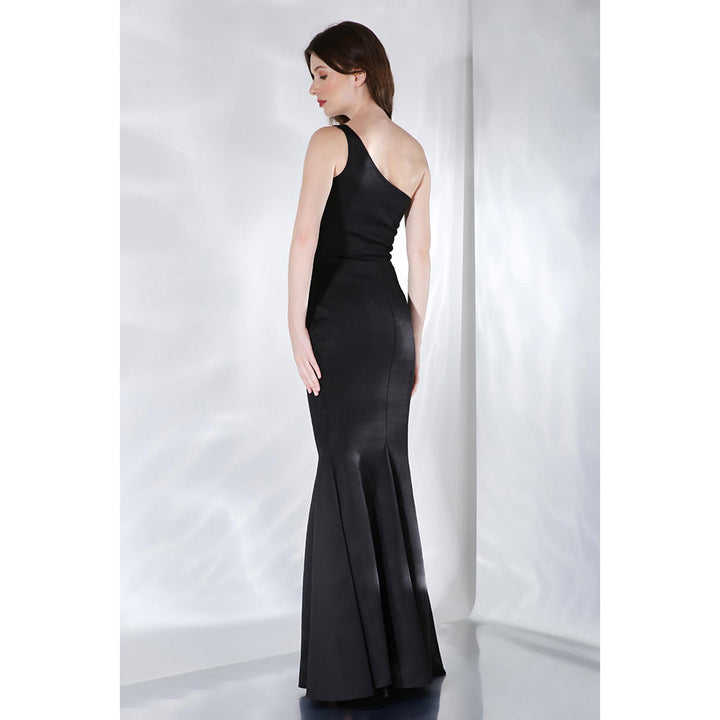 Ozeqo Alizeh Black One Shoulder Evening Gown