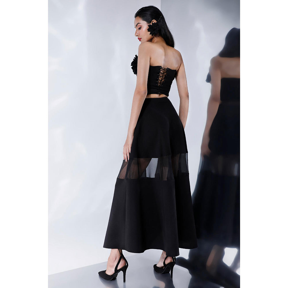 Ozeqo Odessa Black Crop Top and Skirt (Set of 2)