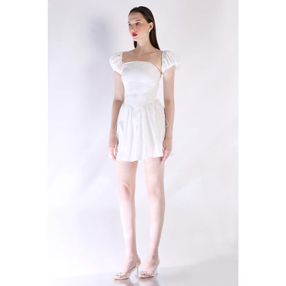 Ozeqo Womens White Dress with Pair Of Detachable Sleeves (Set of 2)