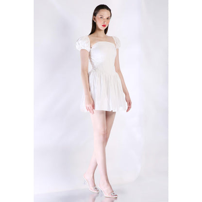 Ozeqo Womens White Dress with Pair Of Detachable Sleeves (Set of 2)