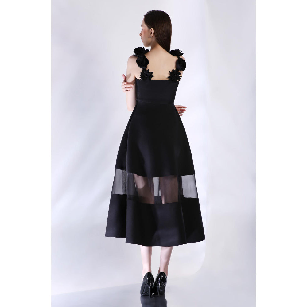 Ozeqo Womens Black Dress with Pair Of Detachable Shoulder Strap (Set of 2)