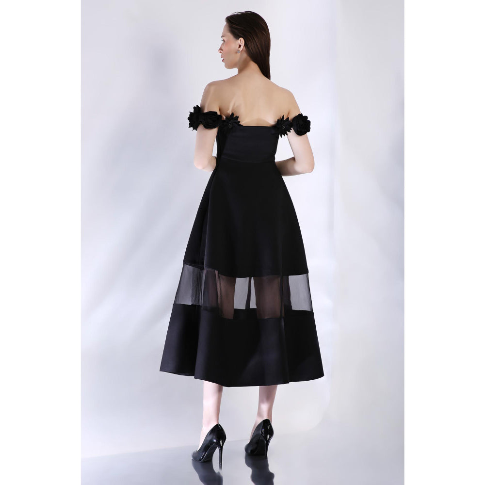 Ozeqo Womens Black Dress with Pair Of Detachable Shoulder Strap (Set of 2)