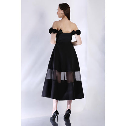 Ozeqo Womens Black Dress with Pair Of Detachable Shoulder Strap (Set of 2)