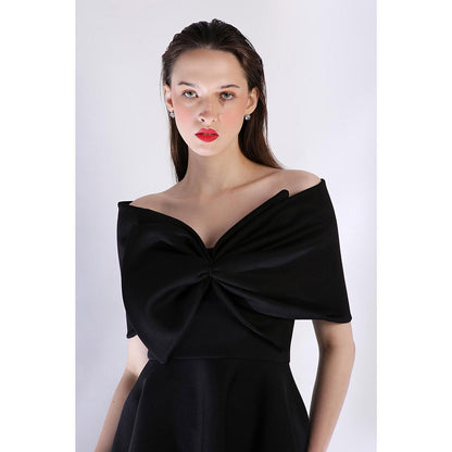 Ozeqo Womens Black Dress with Wrap (Set of 2)