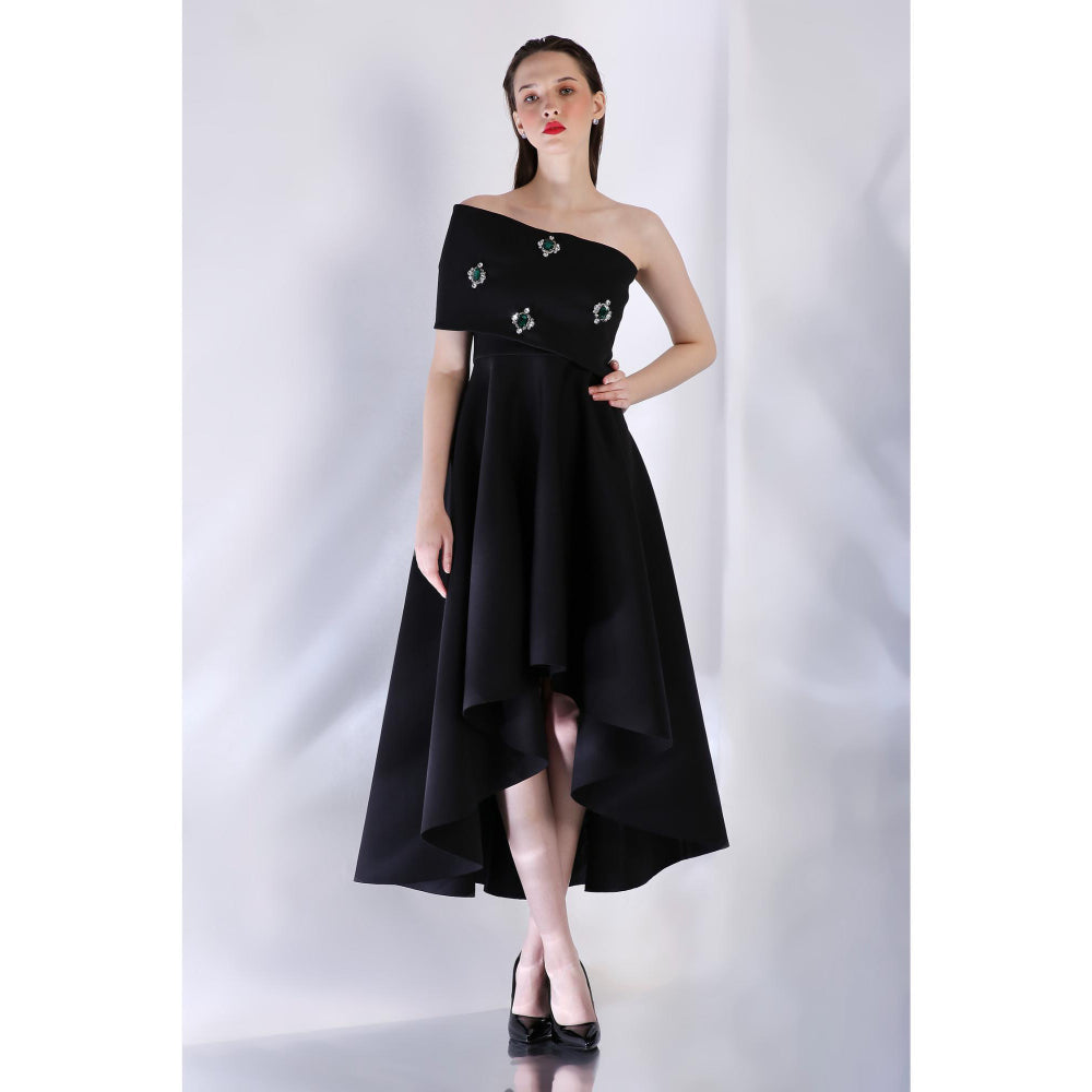 Ozeqo Womens Black Dress with Wrap (Set of 2)