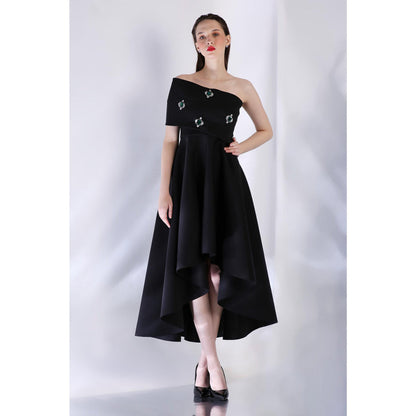 Ozeqo Womens Black Dress with Wrap (Set of 2)
