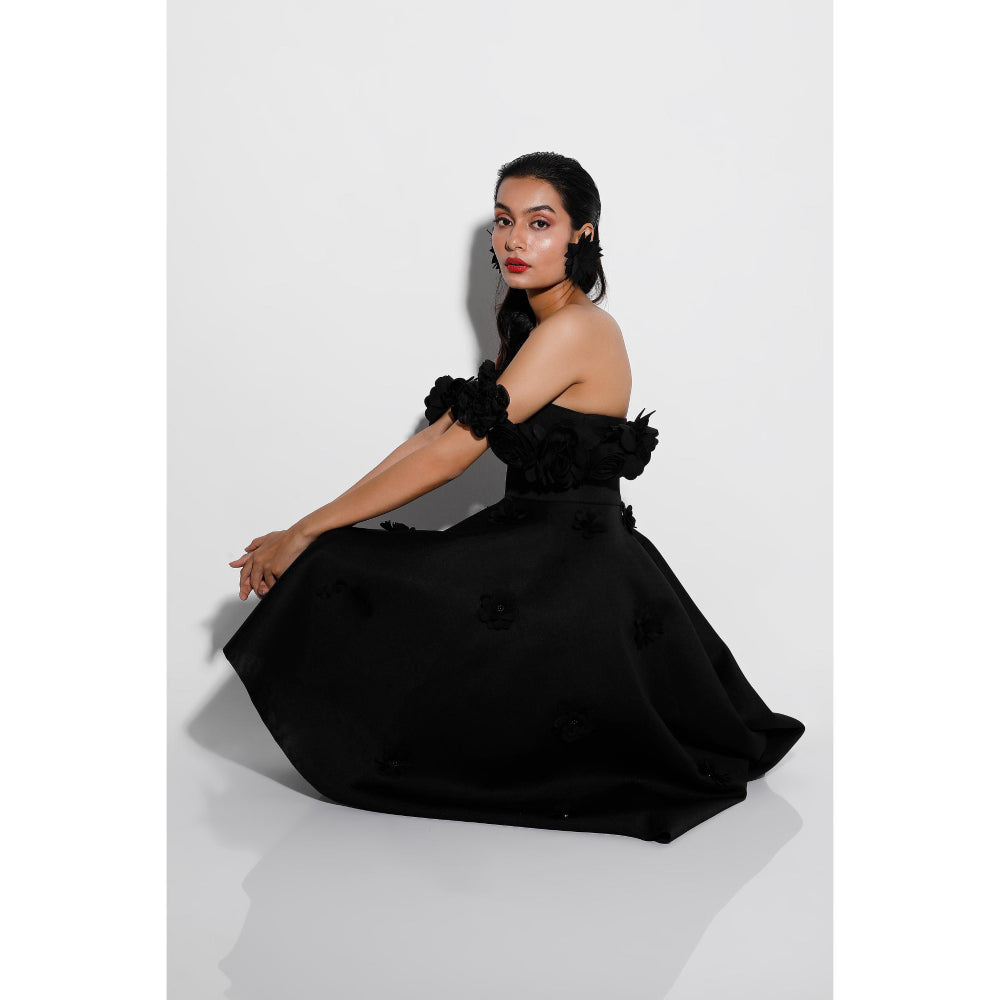 Ozeqo Womens Black Dress with Pair Of Detachable Shoulder Strap (Set of 2)