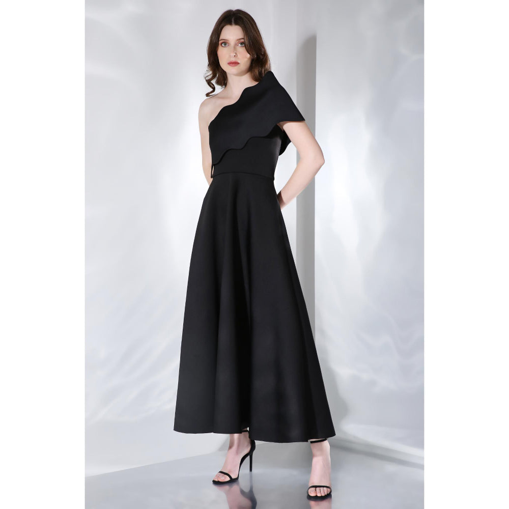 Ozeqo Womens Black Dress with Wrap (Set of 2)