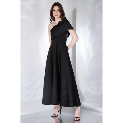 Ozeqo Womens Black Dress with Wrap (Set of 2)