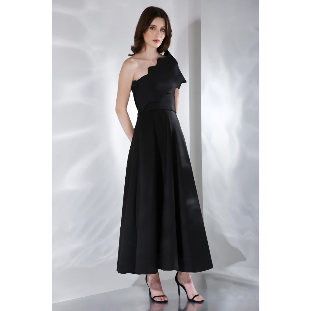 Ozeqo Womens Black Dress with Wrap (Set of 2)