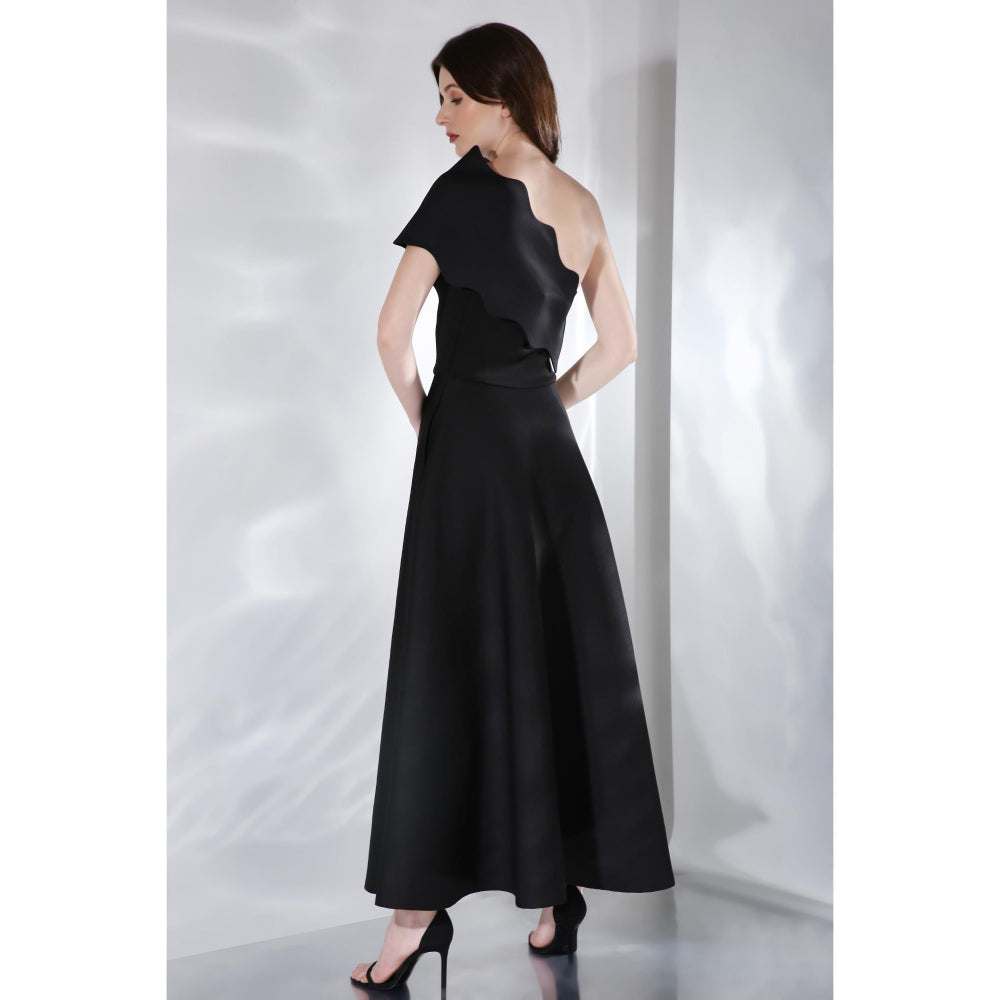 Ozeqo Womens Black Dress with Wrap (Set of 2)