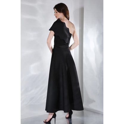 Ozeqo Womens Black Dress with Wrap (Set of 2)