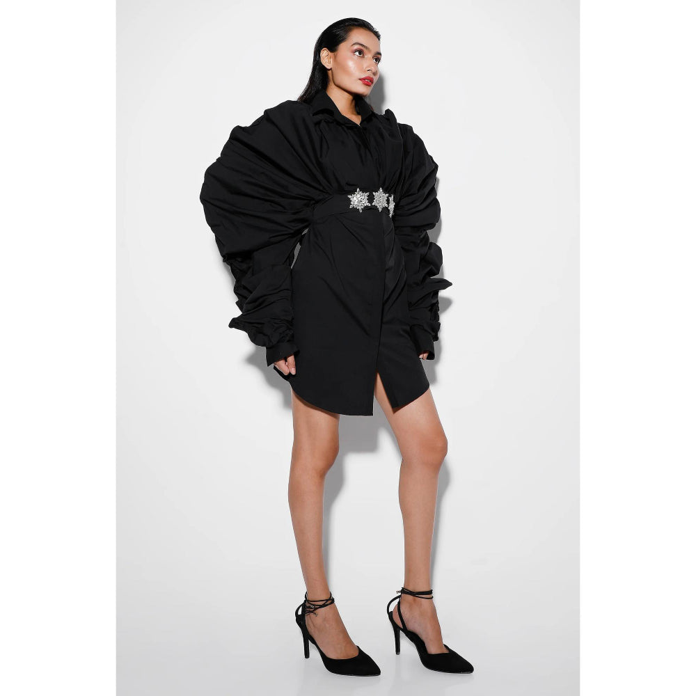 Ozeqo Womens Black Dress with Belt (Set of 2)