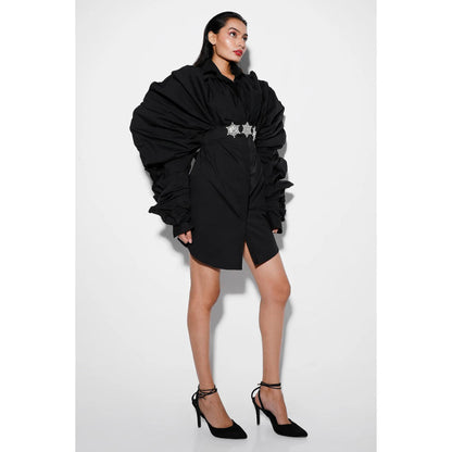 Ozeqo Womens Black Dress with Belt (Set of 2)