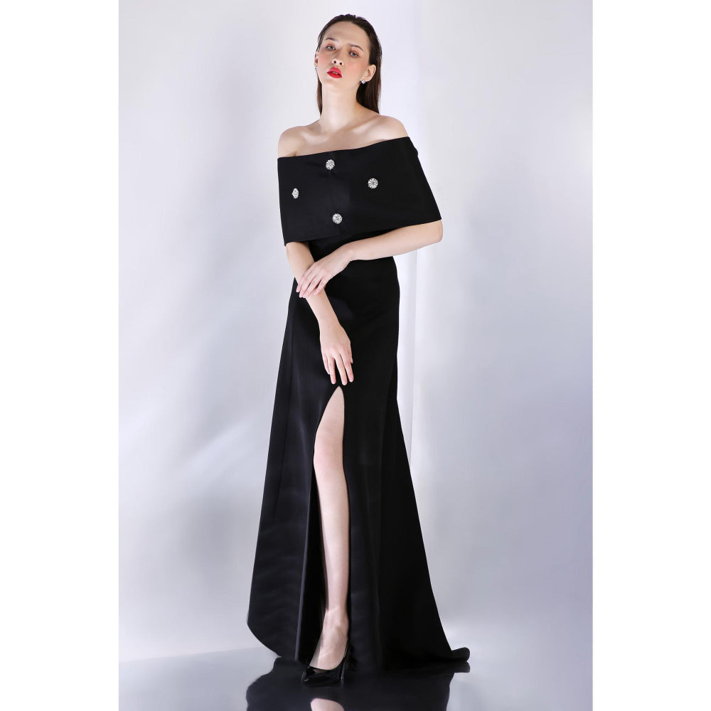 Ozeqo Womens Black Dress with Wrap (Set of 2)