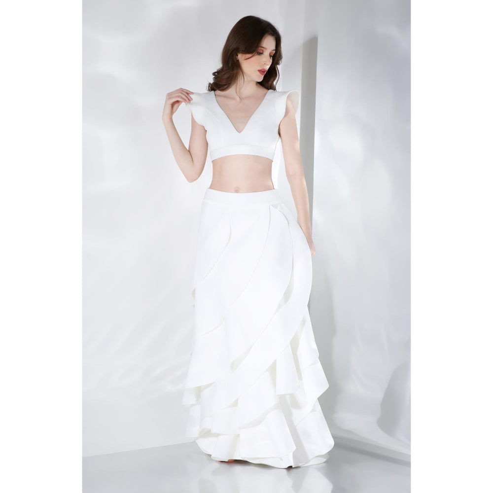 Ozeqo Womens White Top with Skirt (Set of 2)