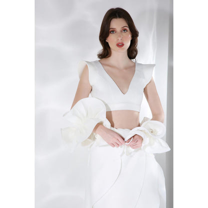 Ozeqo Womens White Top with Skirt (Set of 2)