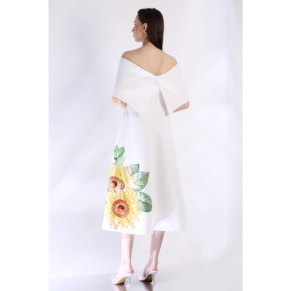 Ozeqo Womens White Dress with Wrap (Set of 2)