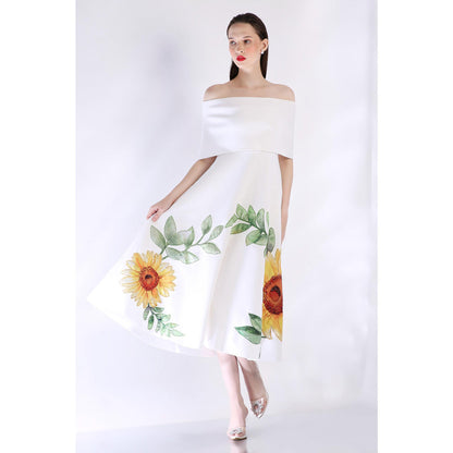 Ozeqo Womens White Dress with Wrap (Set of 2)