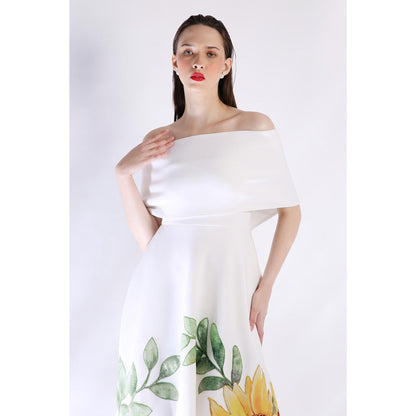 Ozeqo Womens White Dress with Wrap (Set of 2)