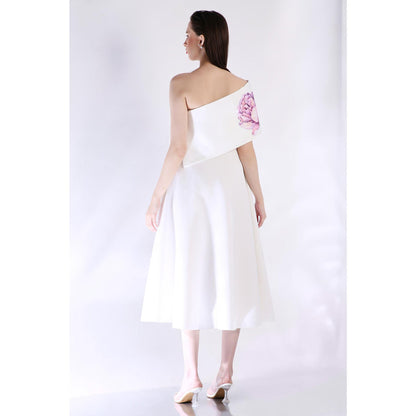 Ozeqo Womens White Dress with Wrap (Set of 2)