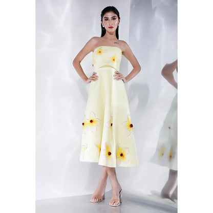 Ozeqo Womens Yellow Dress with Wrap (Set of 2)