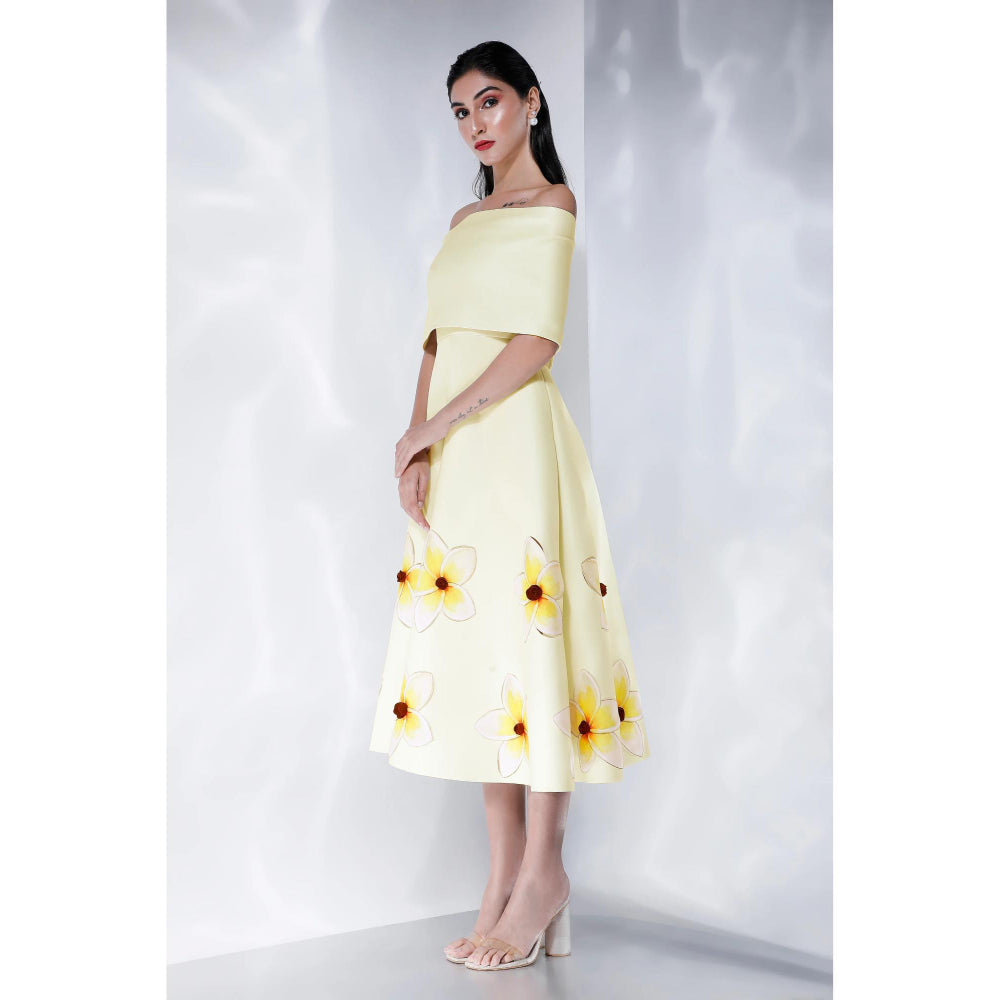 Ozeqo Womens Yellow Dress with Wrap (Set of 2)