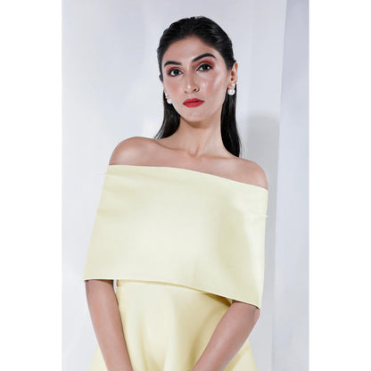 Ozeqo Womens Yellow Dress with Wrap (Set of 2)