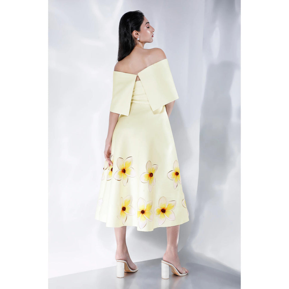 Ozeqo Womens Yellow Dress with Wrap (Set of 2)