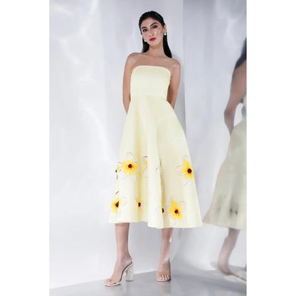 Ozeqo Womens Yellow Dress with Wrap (Set of 2)