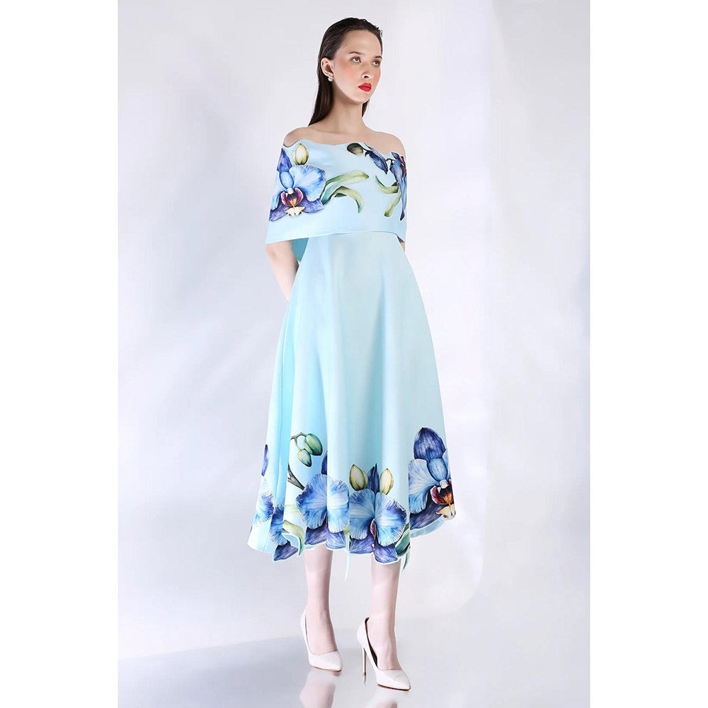 Ozeqo Womens Blue Dress with Wrap (Set of 2)