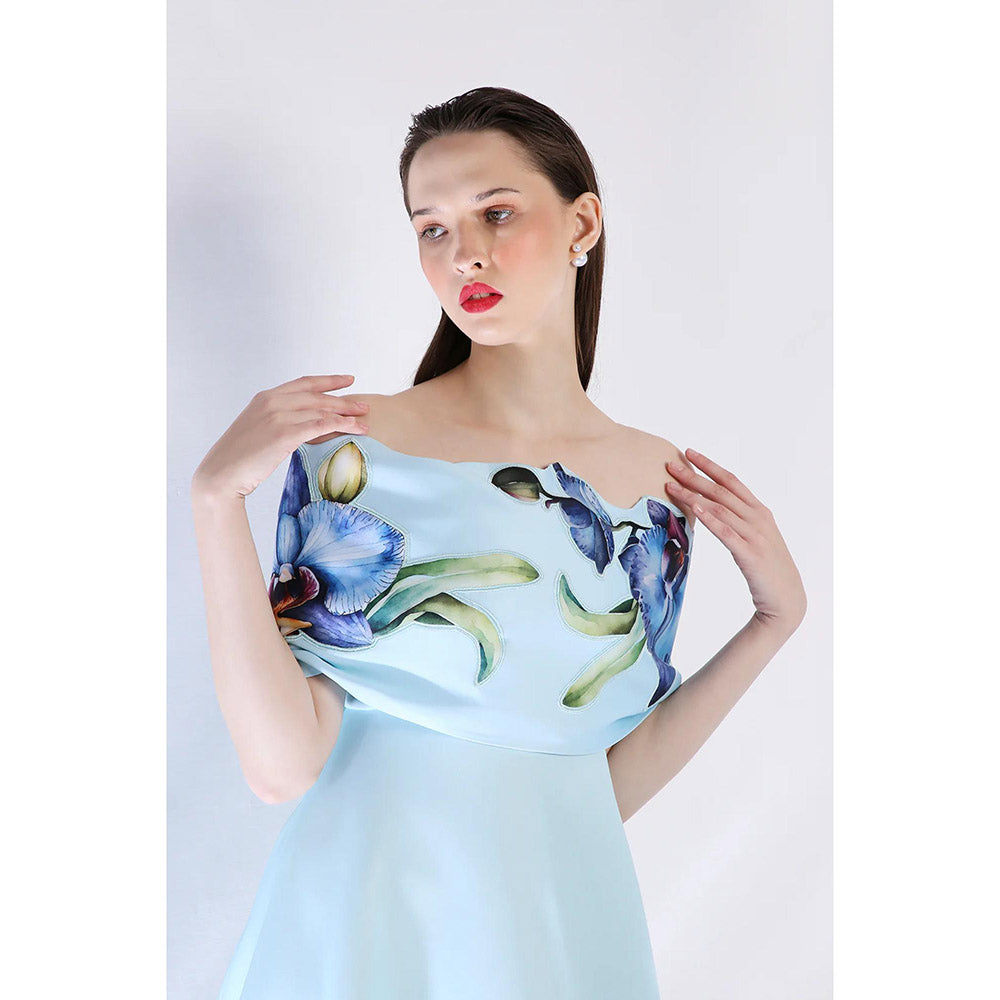 Ozeqo Womens Blue Dress with Wrap (Set of 2)