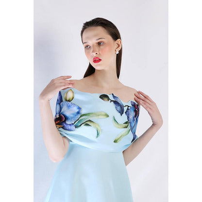 Ozeqo Womens Blue Dress with Wrap (Set of 2)