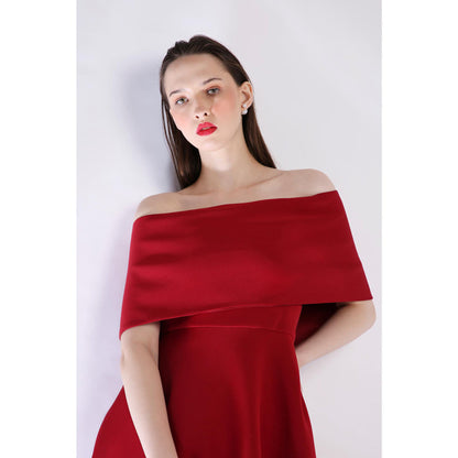 Ozeqo Womens Maroon Dress with Wrap (Set of 2)