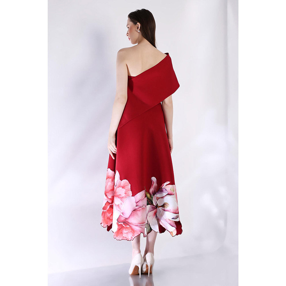 Ozeqo Womens Maroon Dress with Wrap (Set of 2)